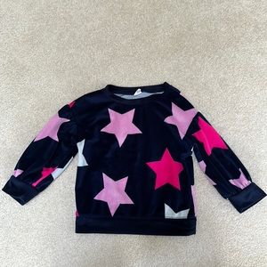 2T Gap velour pullover sweatshirt navy with pink & white stars